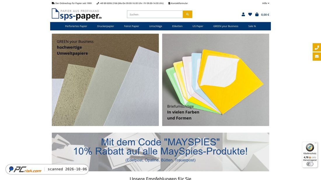 Captura de ecrã de sps-paper.de