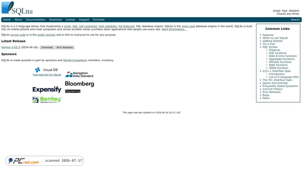 sqlite.org screenshot