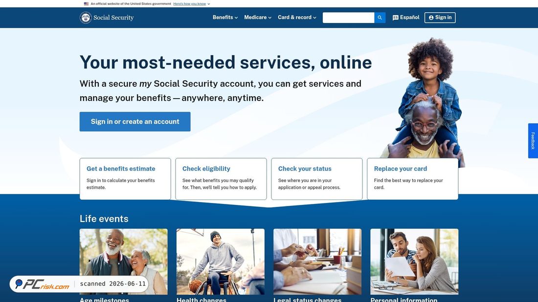 Screenshot of ssa.gov