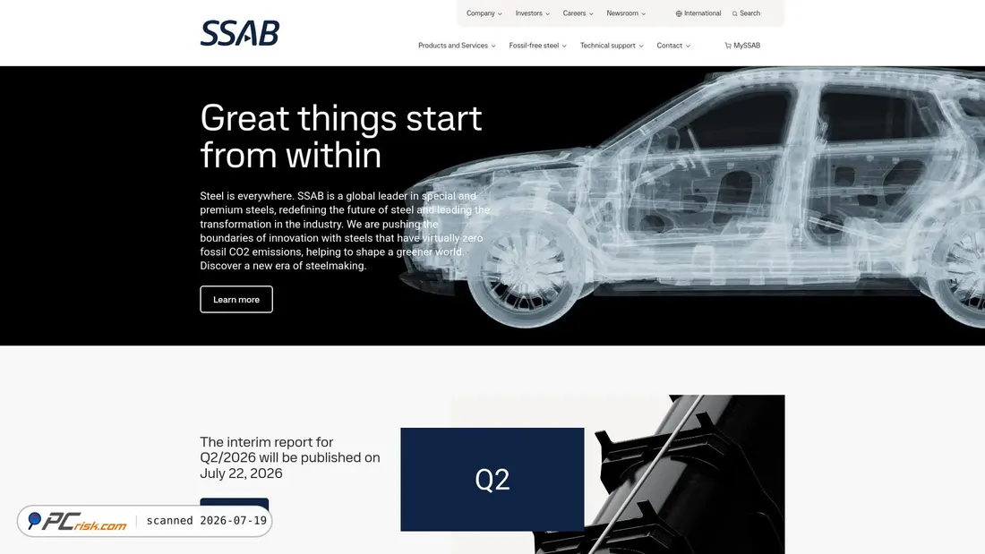 Screenshot of ssab.com
