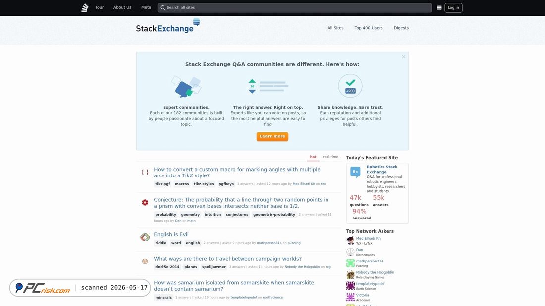 Capture d’écran de stackexchange.com