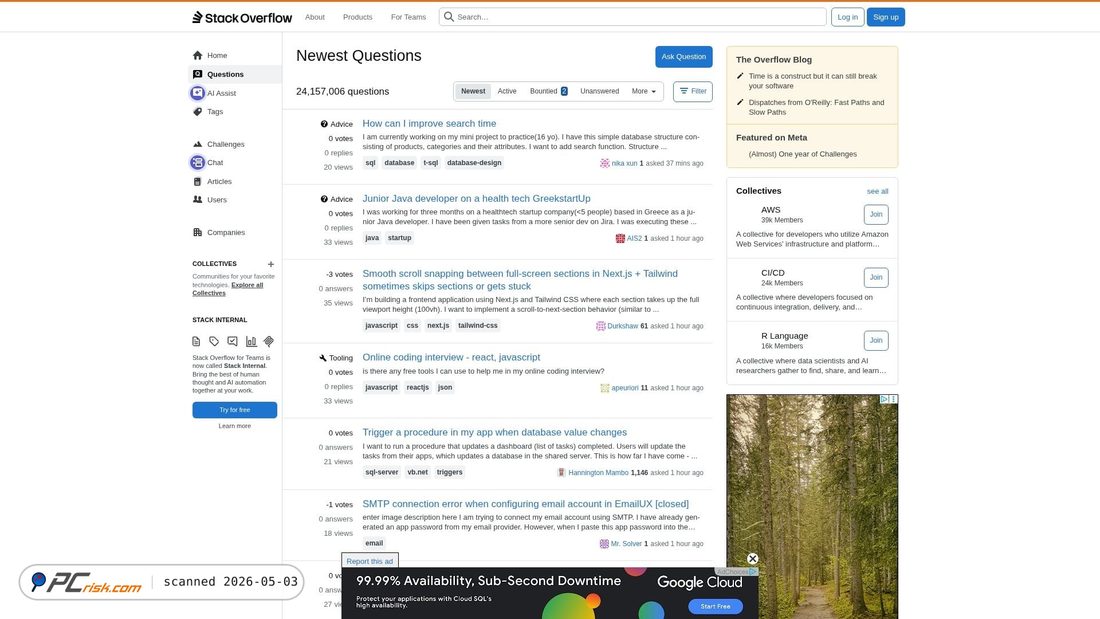 Screenshot van stackoverflow.com