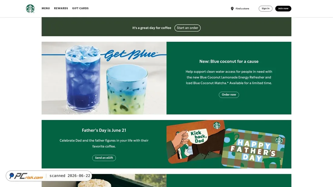 Screenshot di starbucks.com