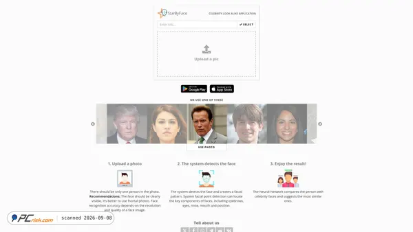 starbyface.com Screenshot