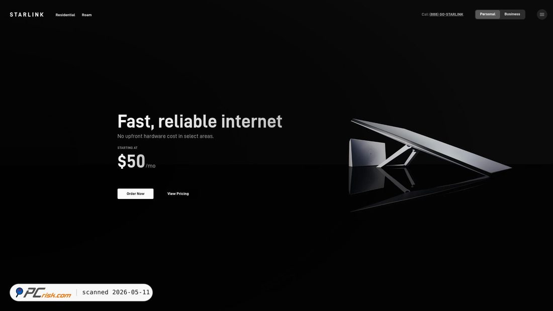 Screenshot von starlink.com
