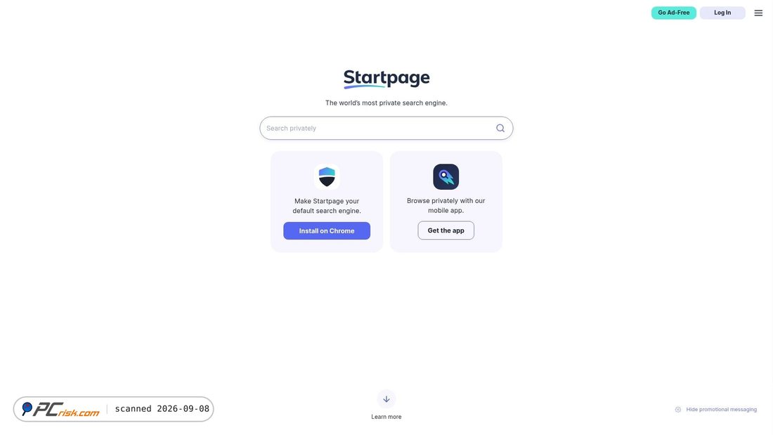 Screenshot di startpage.com