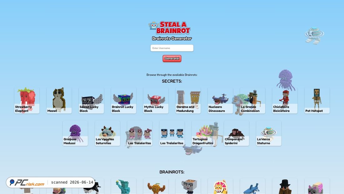 Screenshot of stealsabrainrot.com