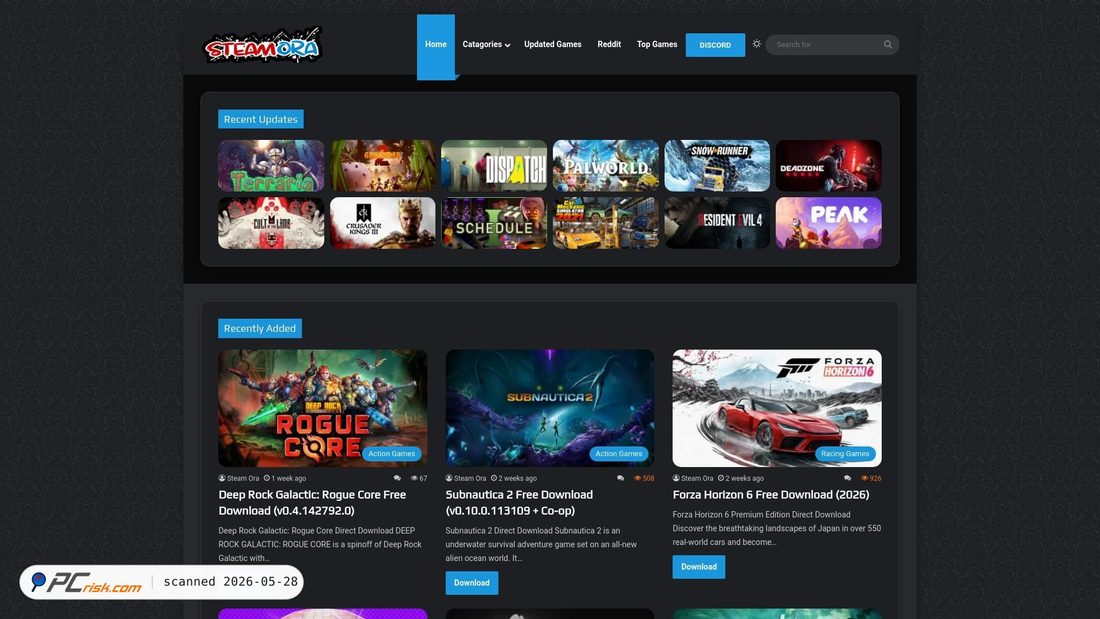 Screenshot von steamora.net