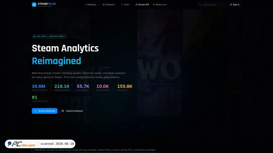 Screenshot of steampulse.org
