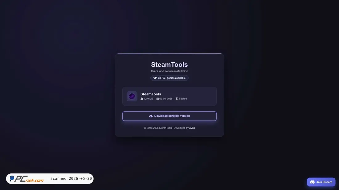 Screenshot of steamtools.app