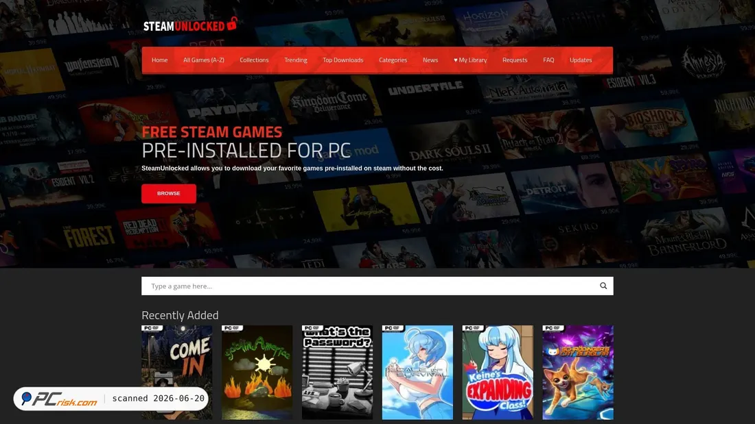 Screenshot of steamunlocked.net