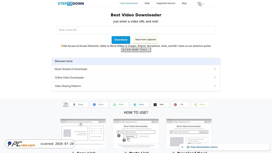 Screenshot of steptodown.com