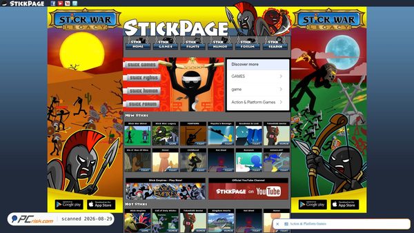 Screenshot di stickpage.com