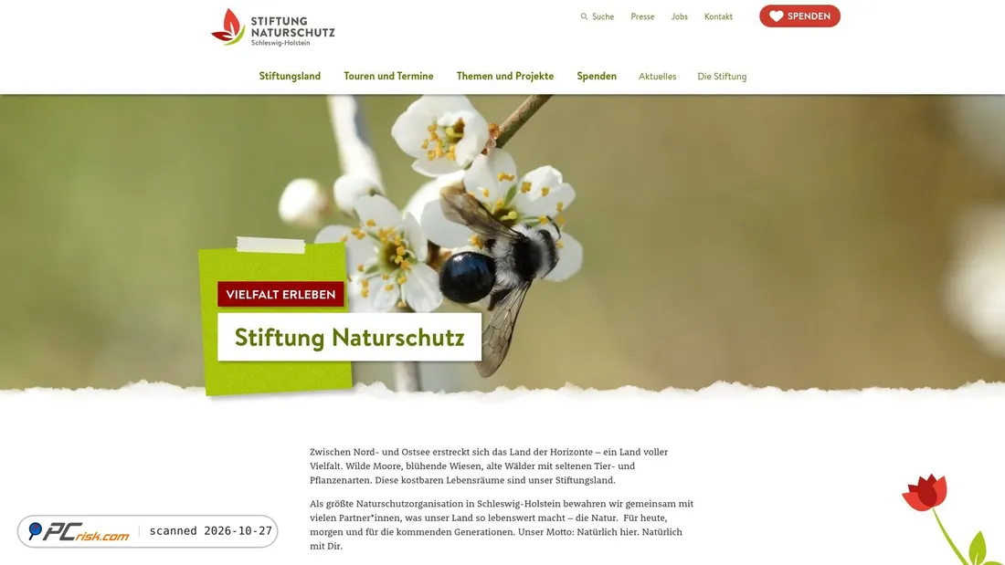 Screenshot von stiftungsland.de