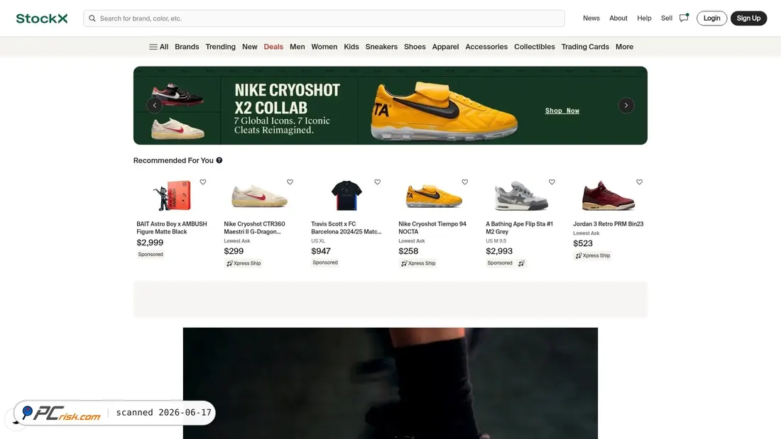 Screenshot of stockx.com