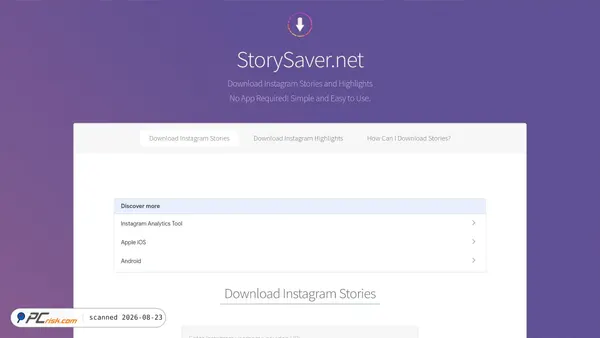 Screenshot van storysaver.net