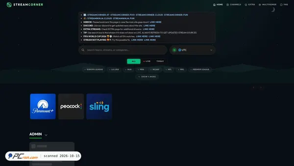 streamcorner.st screenshot