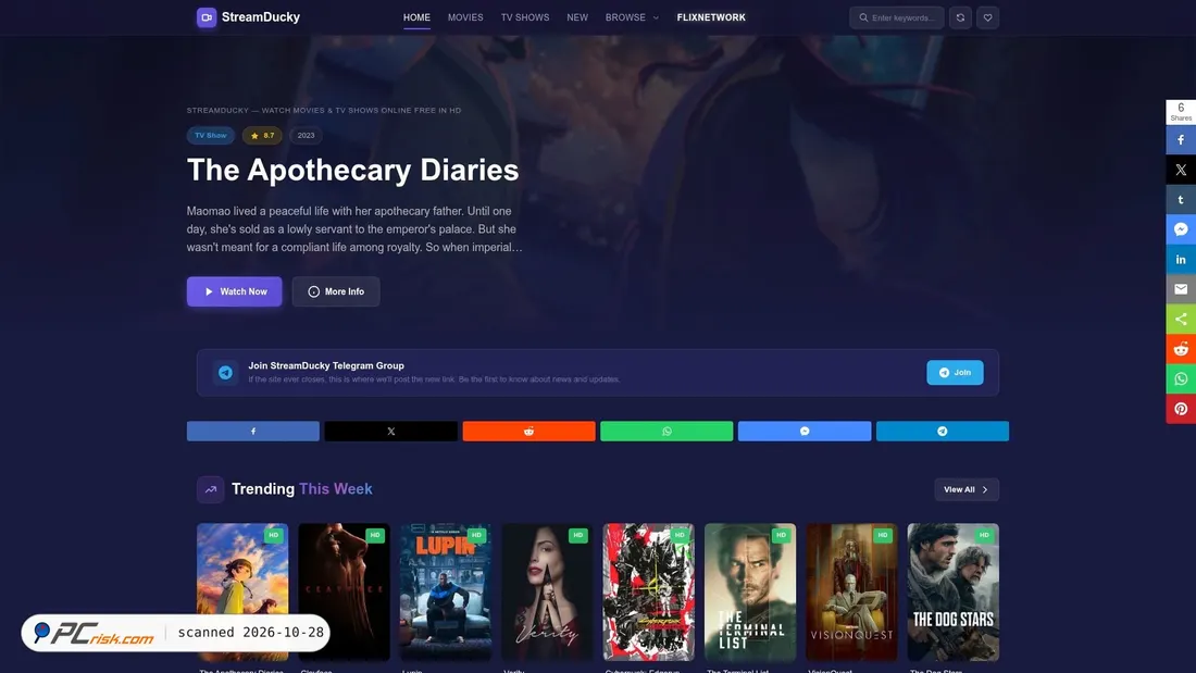 Screenshot of streamducky.cyou