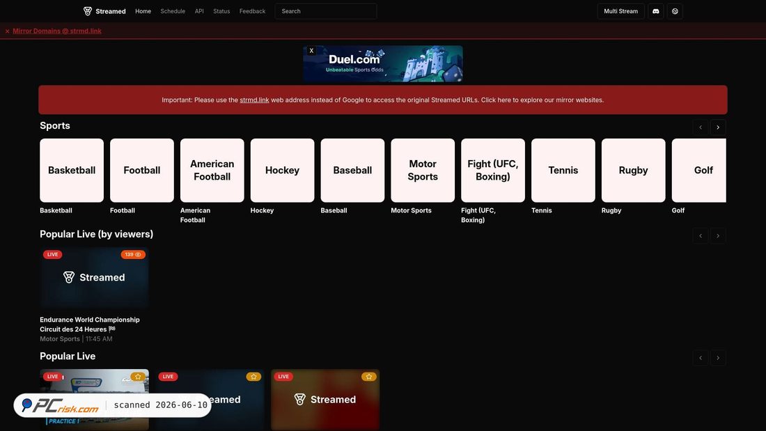 Screenshot of streamed.pk