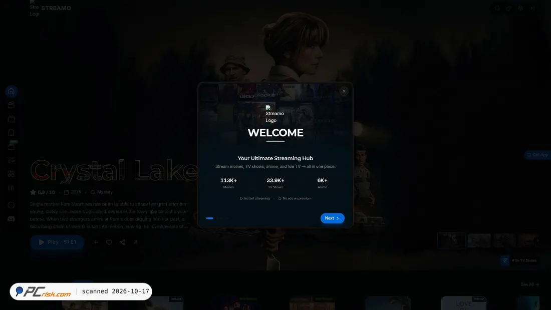 Captura de ecrã de streamo.st