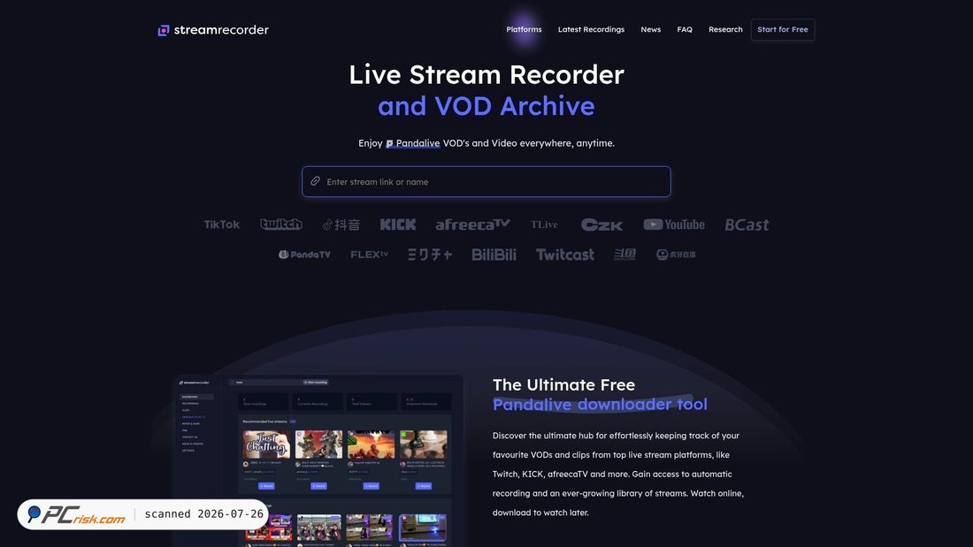Screenshot of streamrecorder.io