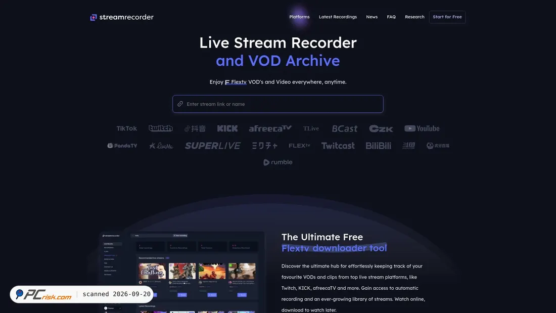 Zrzut ekranu streamrecorder.io