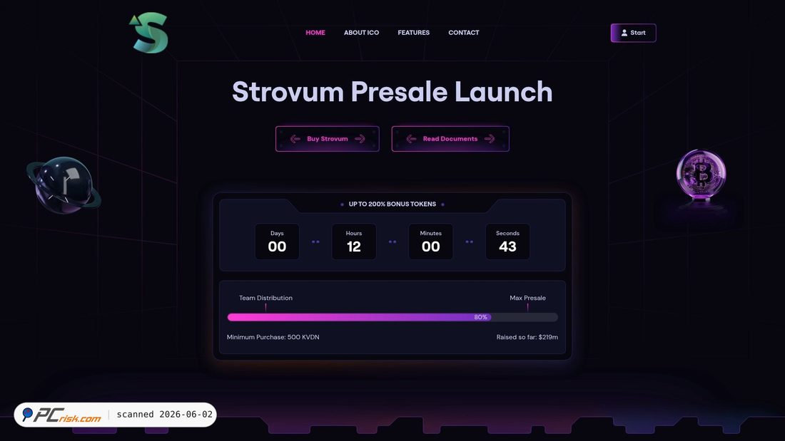 Screenshot von strovumtoken.com