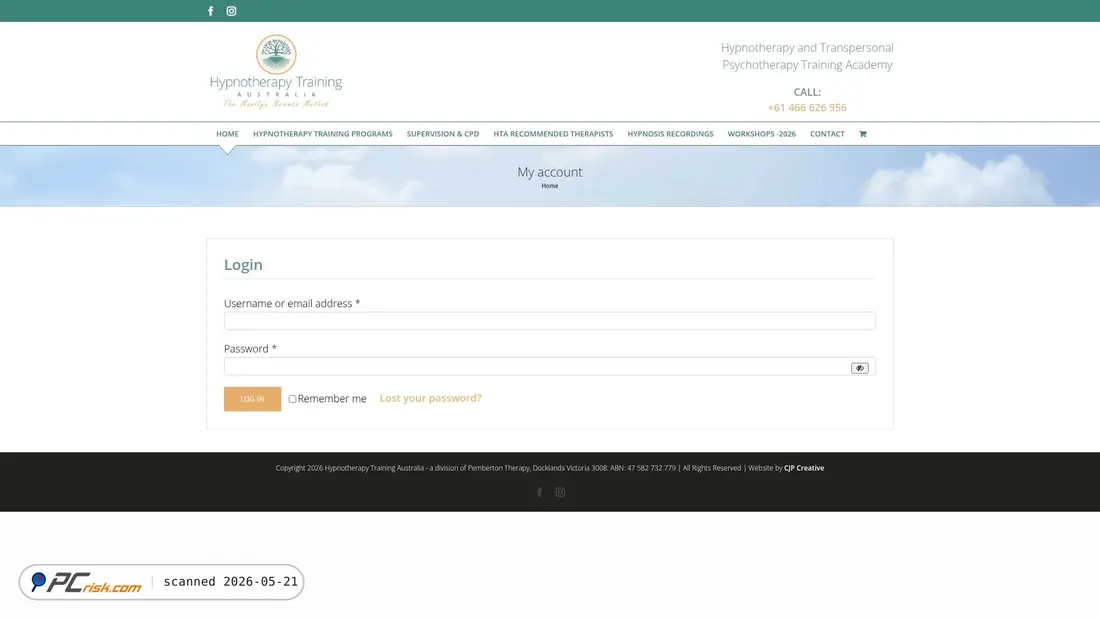Screenshot of studentshypnotherapytraining.net.au