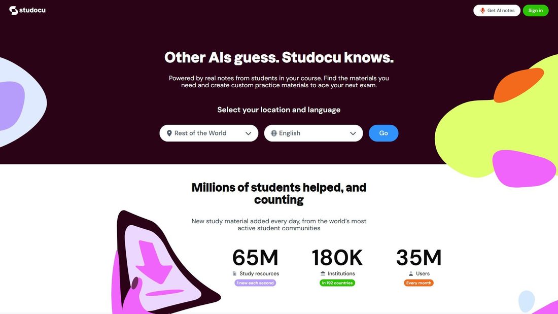 Screenshot of studocu.com