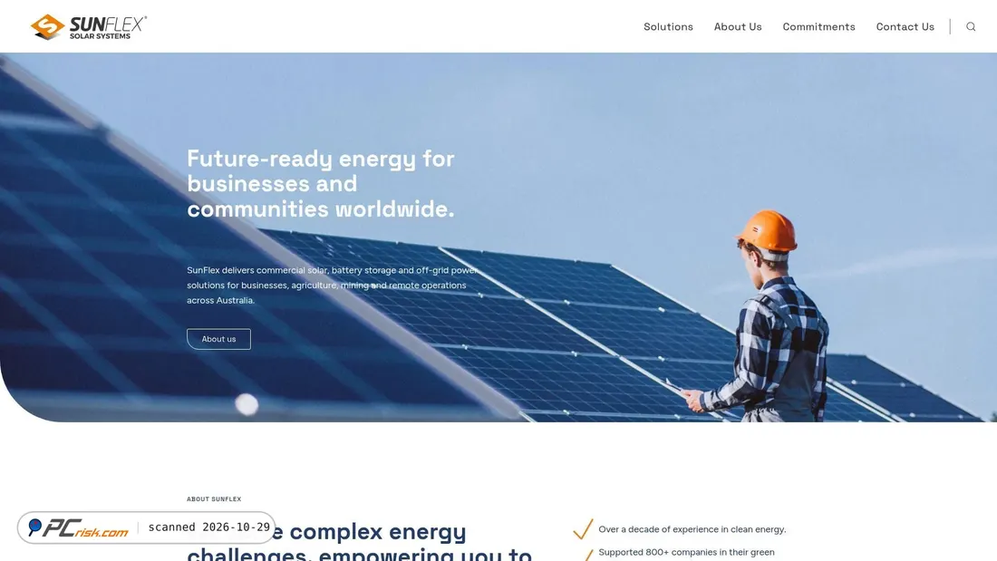 Capture d’écran de sunflexsolarsystems.com.au