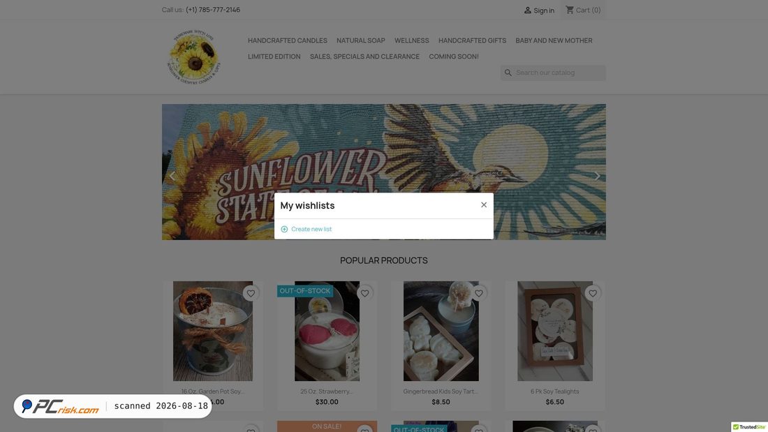 Screenshot of sunflowercountrycandles.com