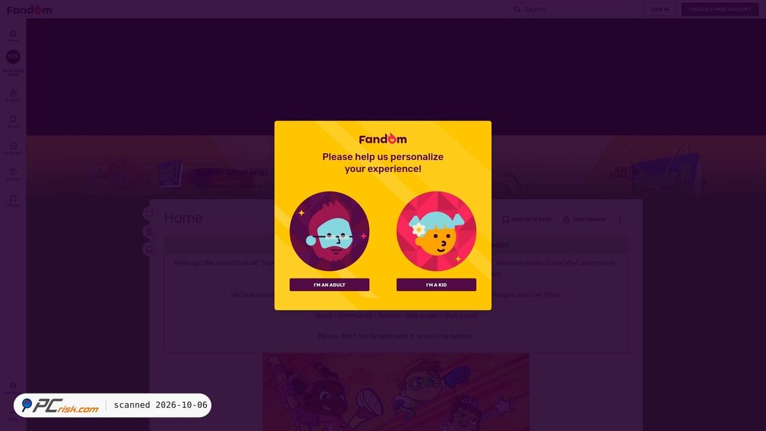 Captura de ecrã de superwhy.fandom.com