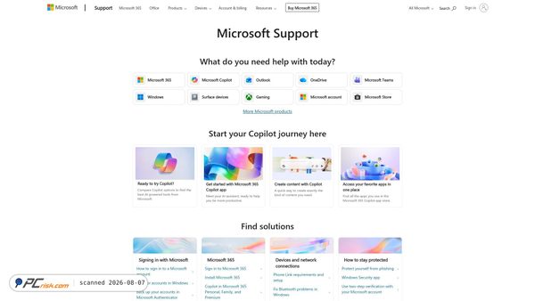 support.microsoft.com screenshot