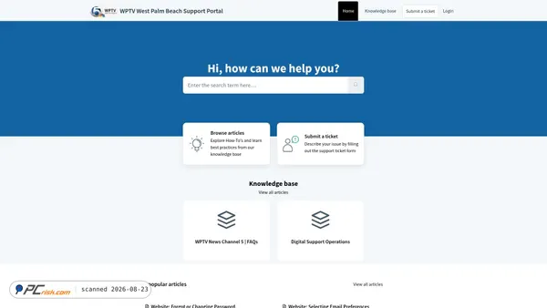Capture d’écran de support.wptv.com
