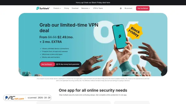 Screenshot di surfshark.com