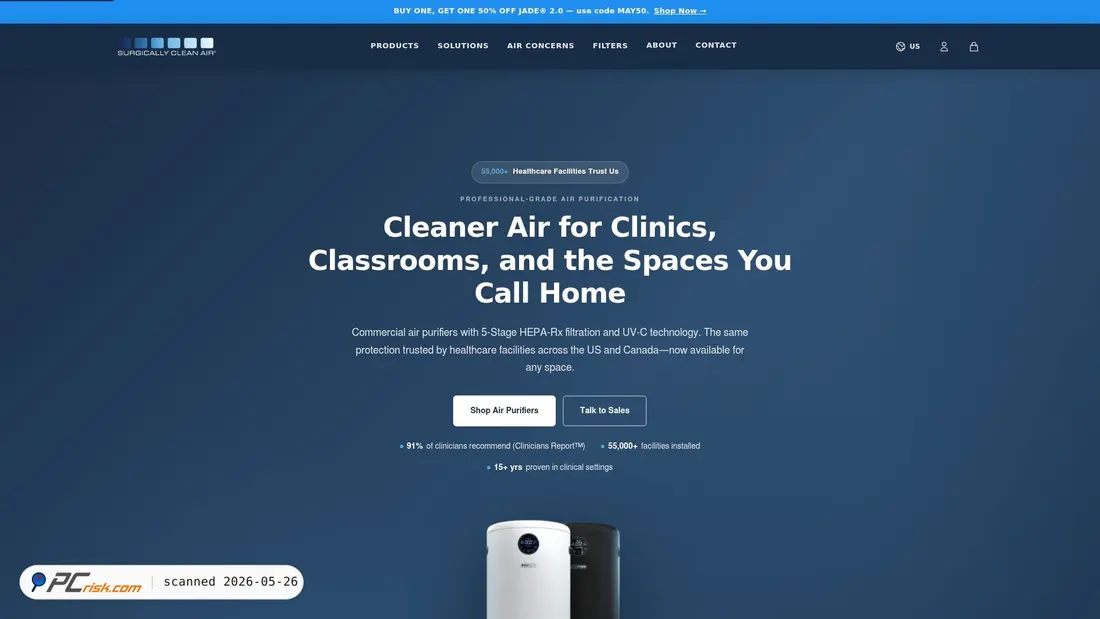 Screenshot of surgicalycleansair.com