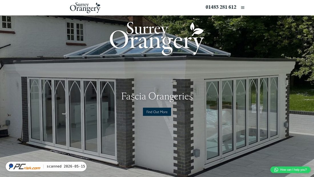 Screenshot of surreyorangery.co.uk