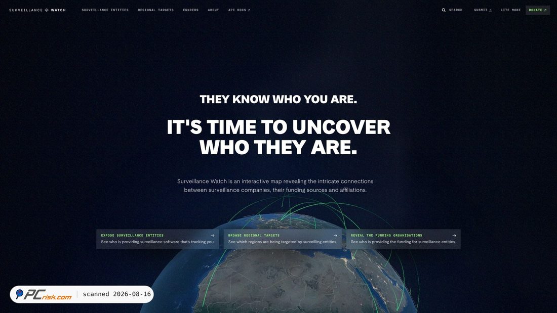 Screenshot of surveillancewatch.io