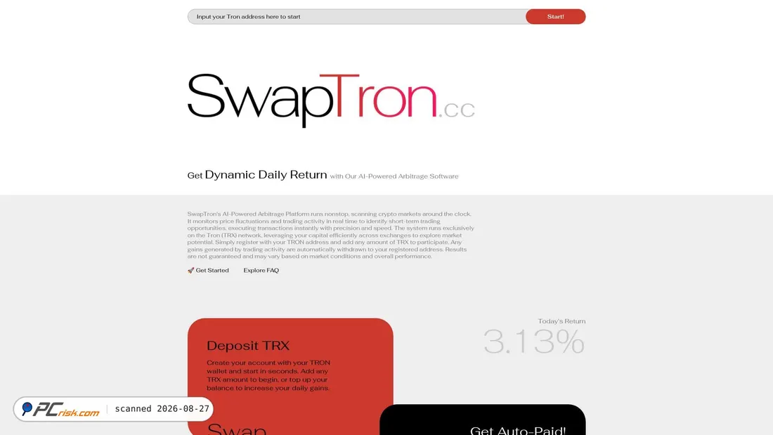 Screenshot van swaptron.cc