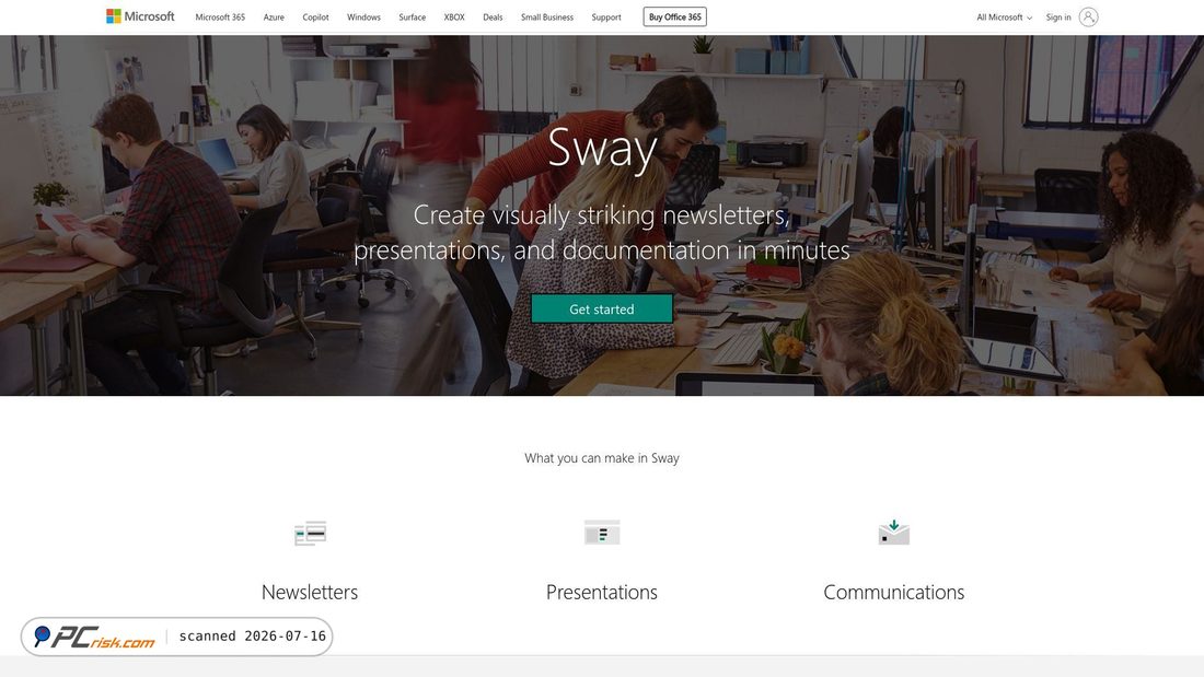 Screenshot of sway.com