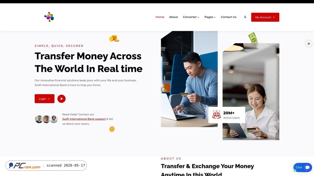 Screenshot of swiftsinternationalbank.com