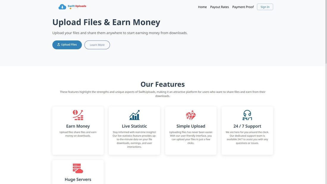 Captura de pantalla de swiftuploads.com