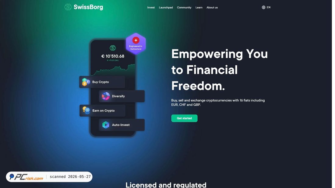 Screenshot of swissborg-loogin.webflow.io