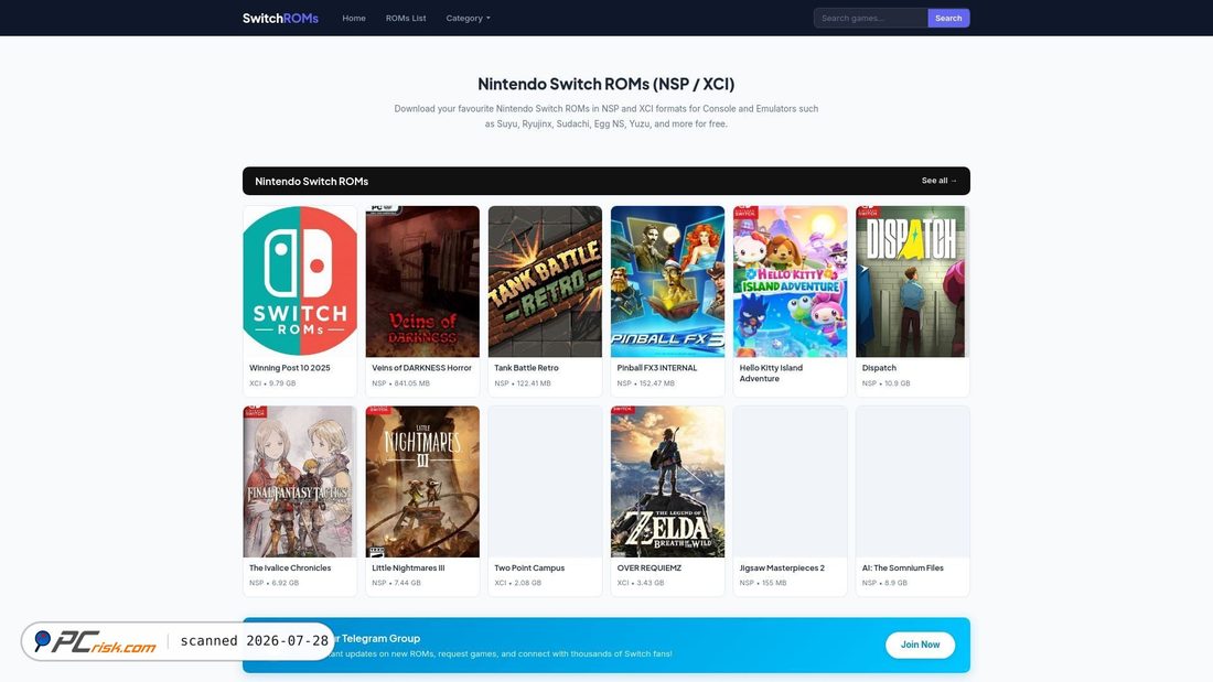 Screenshot of switch-rom.me