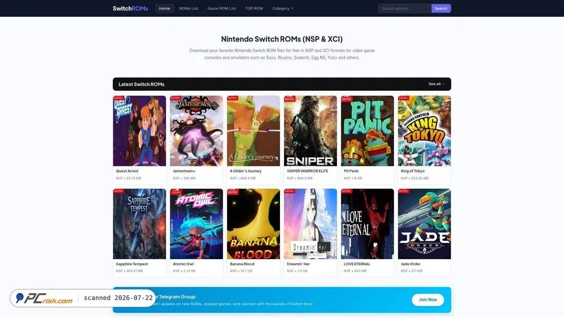Screenshot of switch-rom.today