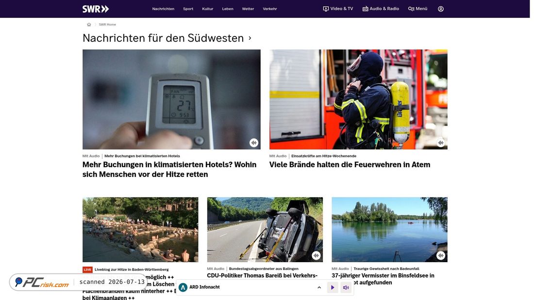 Screenshot of swr.de