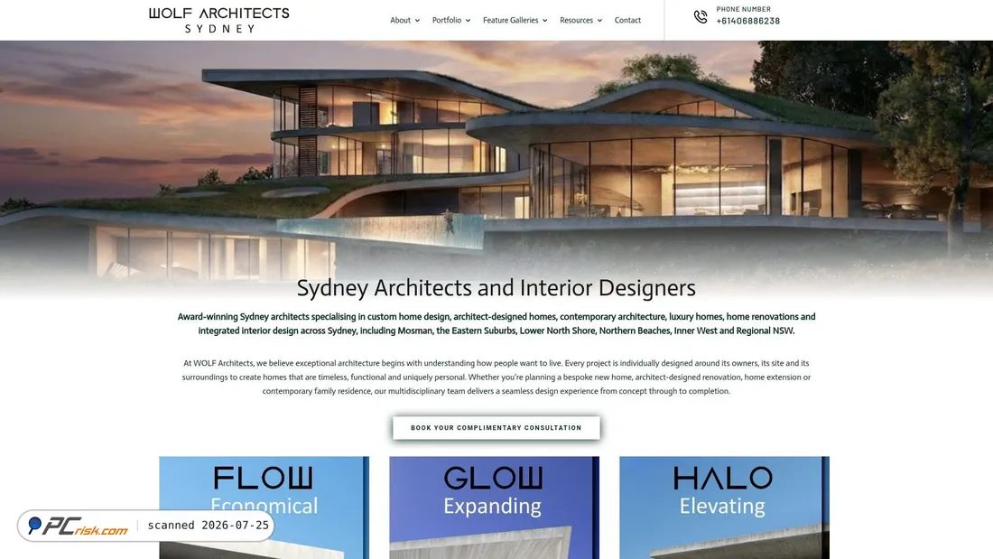 Screenshot of sydney.wolfarchitects.com.au