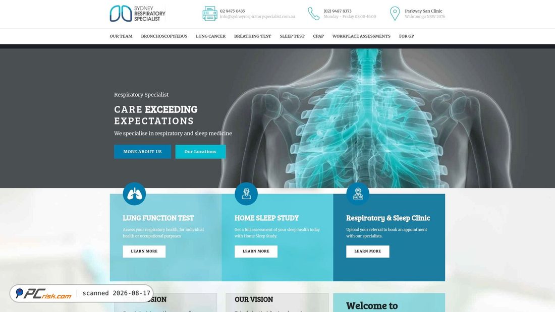 Screenshot of sydneyrespiratoryspecialist.com.au