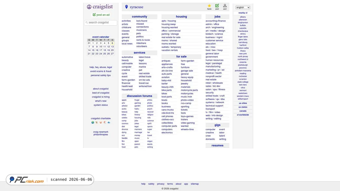 Screenshot of syracuse.craigslist.org