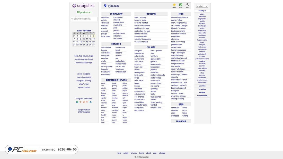 Screenshot of syracuse.craigslist.org
